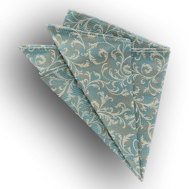 Polyester pocket square - green/ivory