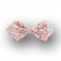 Men's bow tie woven silk - red/ivory cream - pointed shape