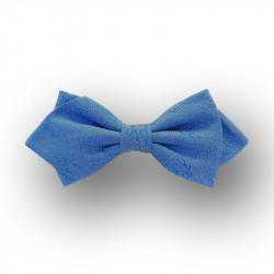 sky blue silk men bow tie - pointed shape