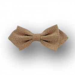 Men's bow tie woven silk - brownish/white - pointed shape