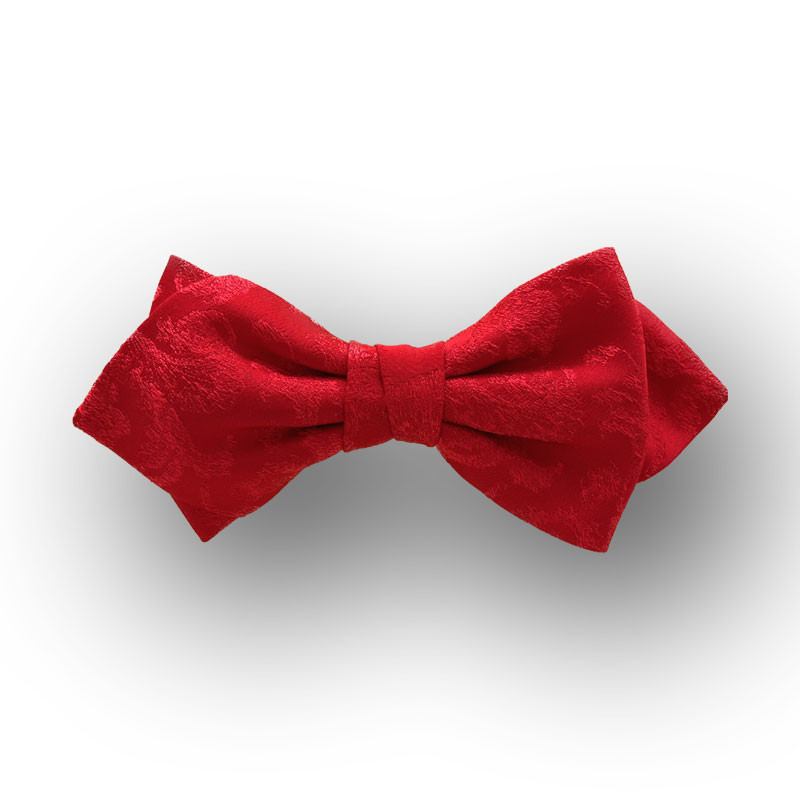 Men's bow tie woven polyester - red - pointed shape