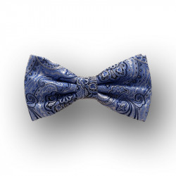 Men's bow tie woven silk - blue/white - straight shape
