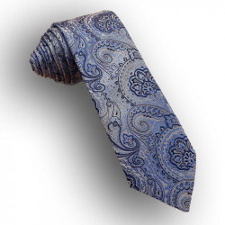 tie blue white woven silk