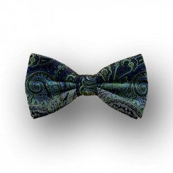 bow tie blue green silk - straight shape