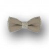 taupe men's bow tie - patterned with plain