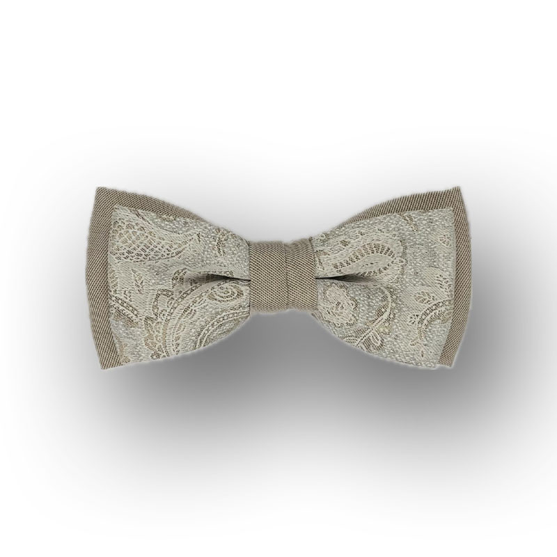 taupe men's bow tie - two colors plain and patterned